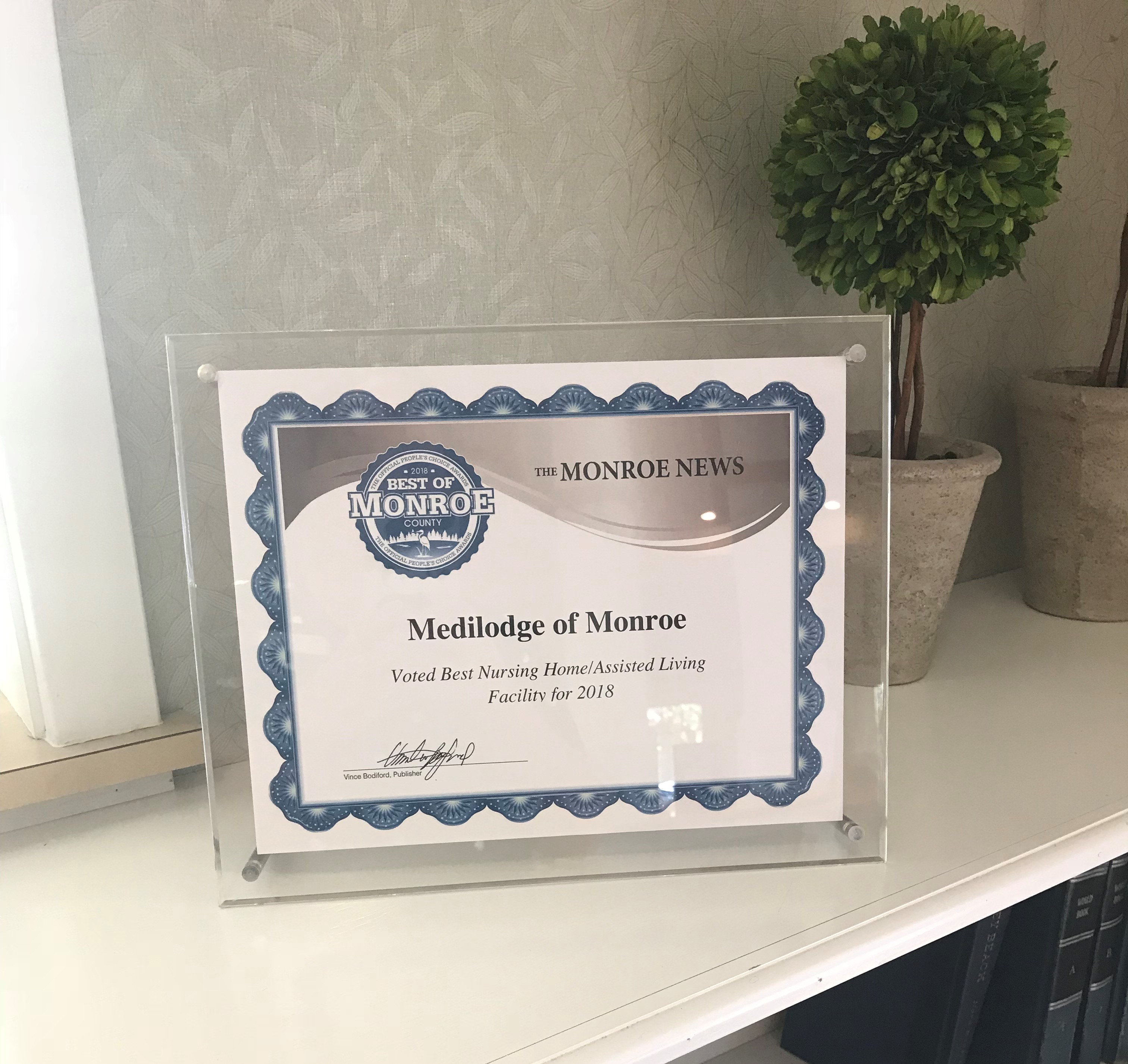 Certificate for Best of Monroe